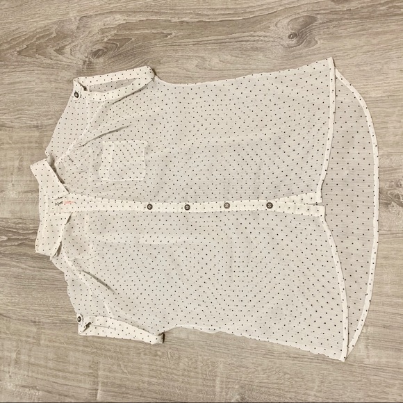 WHITE + BLACK POLKADOTS SHEER QUICKSILVER BLOUSE - Picture 2 of 8